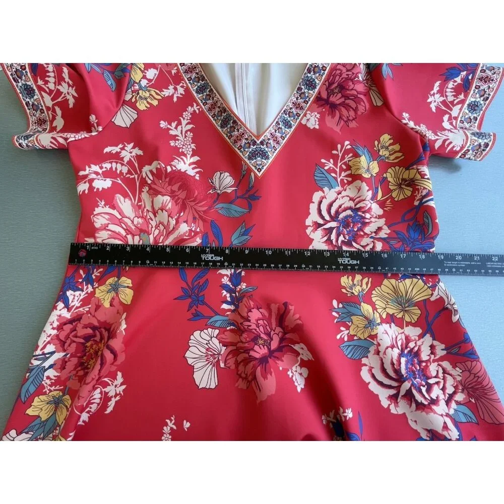 Women’s FLYING TOMATO Orange Dress Size 1X Floral Design Short Sleeve - Picture 11 of 12